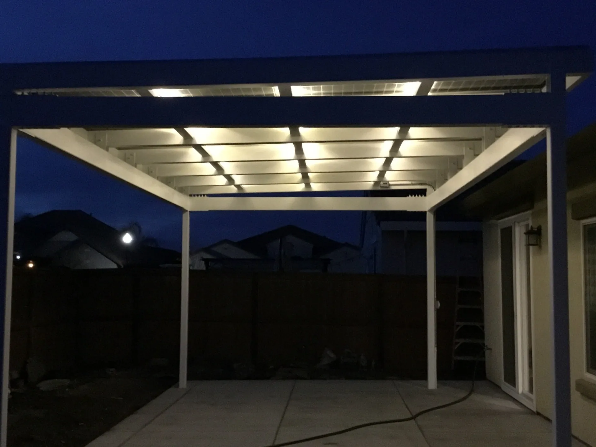 Solar Patio Cover - Night Time
