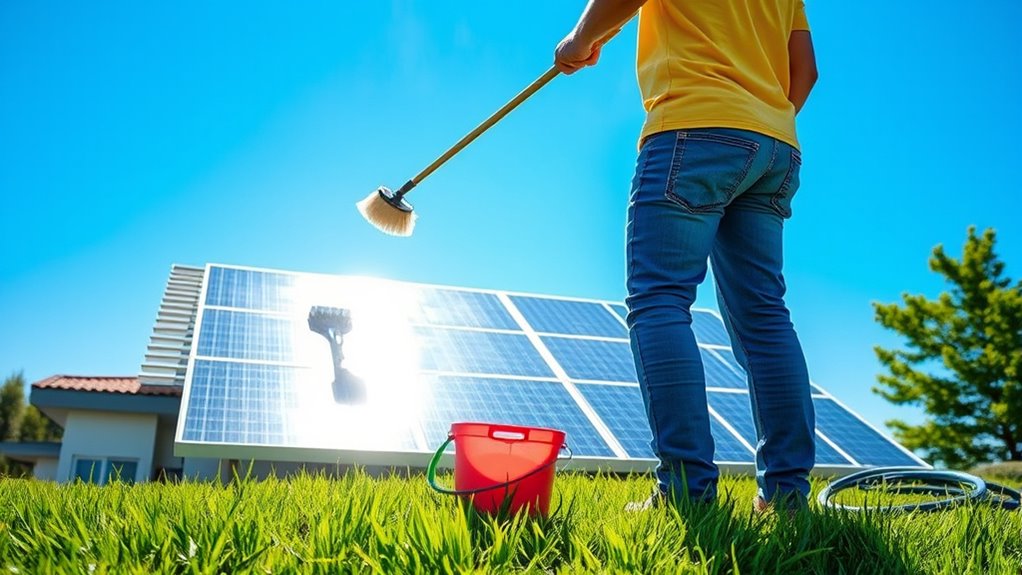 ground level solar panel cleaning