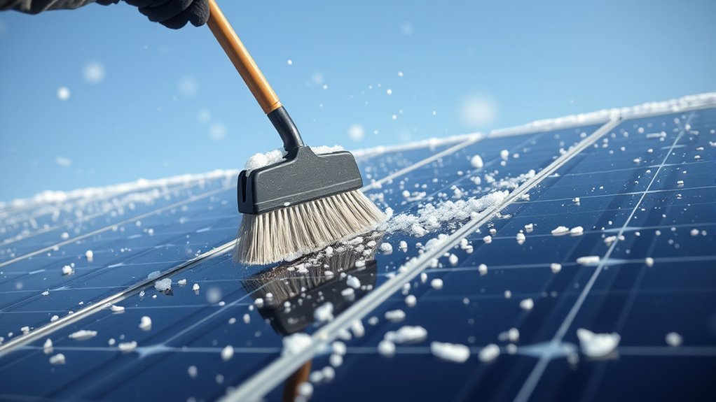 safely clear snow from solar panels