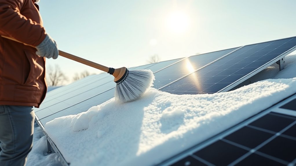 safely clear snow from solar panels