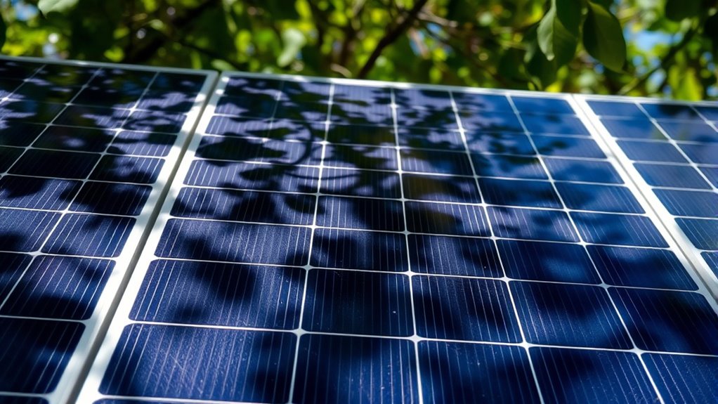 solar efficiency decreases in shade