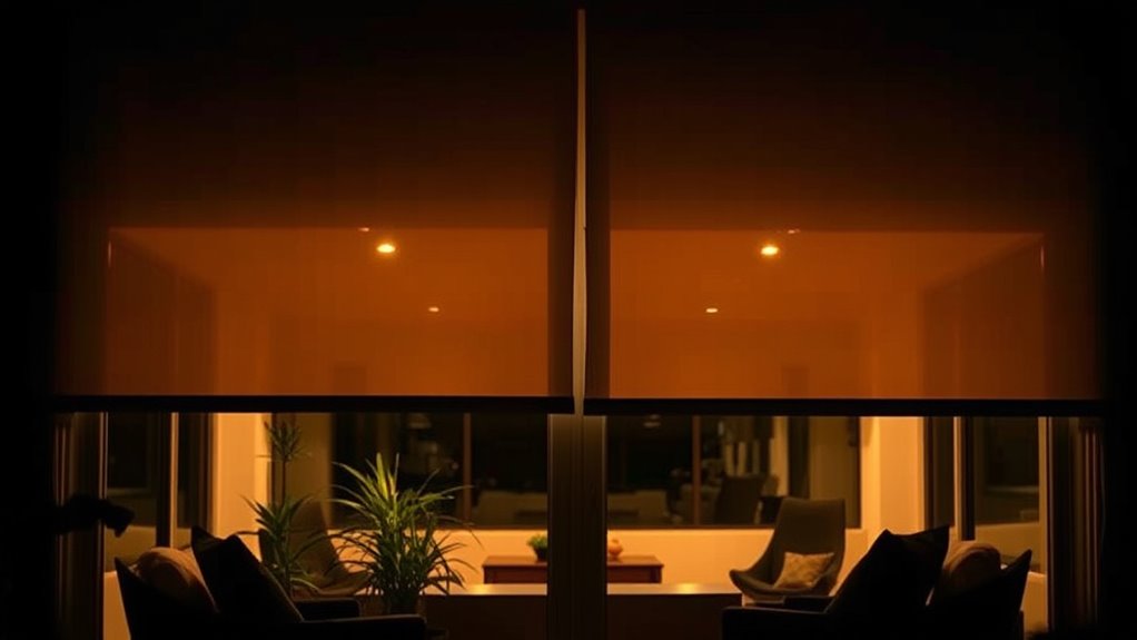 solar shades block visibility at night